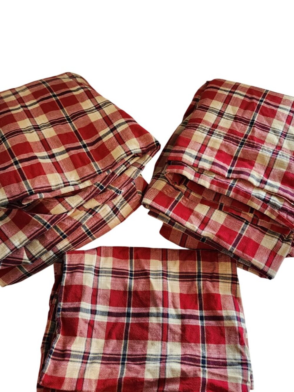 Dockers Red navy Plaid Twin Size Sheet Set Flat Fitted Pillowcase